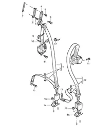 Seat belt - Rear - Cayenne 9PA (955) 2003-06