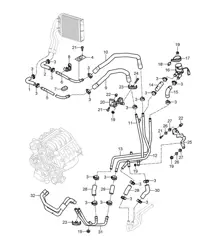 Heating with Auxiliary air conditioner / Feed line  / Return line (Model: PR:D9K,D9L,9AH) Cayenne 9PA (955) 4.5L 2003-06
