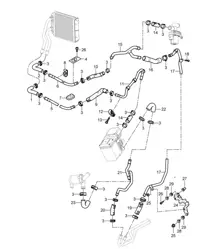 Heating with Auxiliary air conditioner and Auxiliary heater / Feed line / Return line / Heat exchanger / REAR (PR:7VE,7VL,9AH) Cayenne 9PA (955) 2003-06