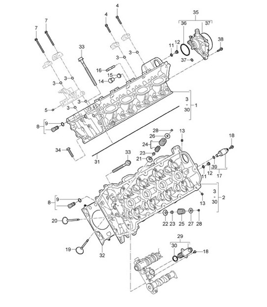 Diagram 103-000 Porsche 911Turbo 3.3L 1978-89 Motore