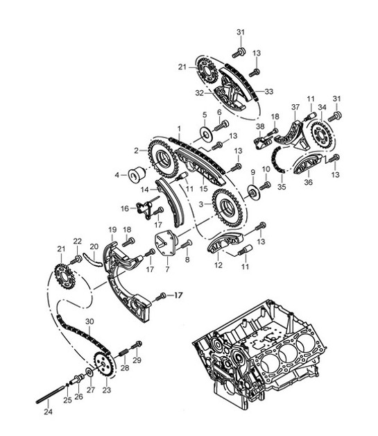 Diagram 103-025 Porsche Cayman S 3.4L 987C 2005-08 Engine