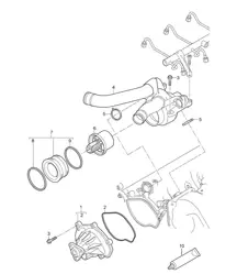冷却液泵 / 恒温器外壳 (型号：4801,4851) Cayenne 9PA1 (957) 4.8L 2007-10