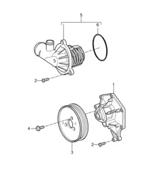 Kühlmittelpumpe / Thermostatgehäuse (Modell: 059D) Cayenne 9PA1 (957) 3.0L Diesel 2007-10