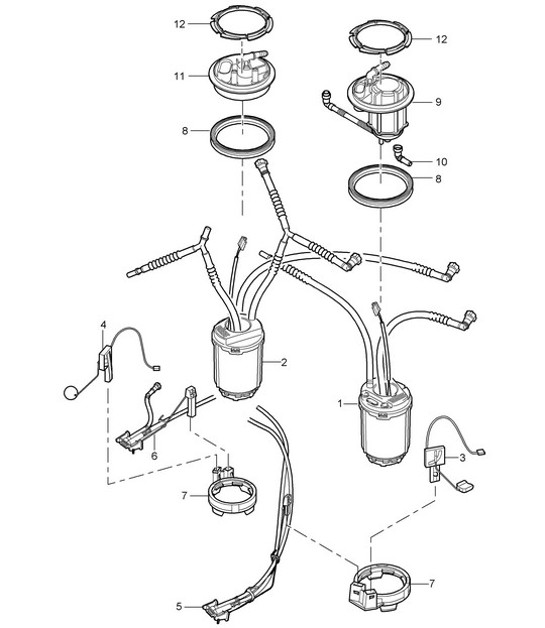 Diagram 201-005 Porsche 968 (1992-1995) Fuel System, Exhaust System