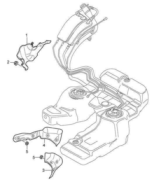 Diagram 201-010 Porsche 968 (1992-1995) Fuel System, Exhaust System