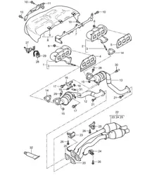 Sistema di scarico / Collettori di scarico / Catalizzatore (PR:D5X) Cayenne 9PA1 (957) 3.6L 2007-10