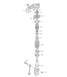 Suspension / Jambe d'amortisseur / Support (PR:1BA,1BW, 1BH) Cayenne 9PA1 (957) 2007-10