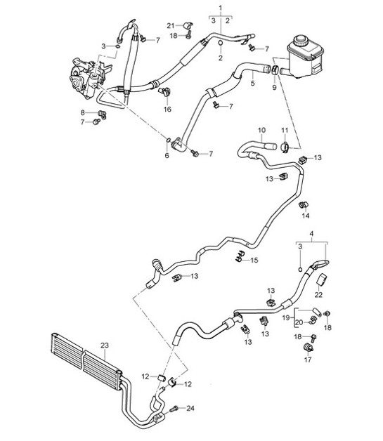 Diagram 403-001 Porsche Panamera 970 MK2 (2014-2016) Assale anteriore, sterzo 