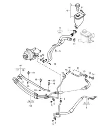 Dirección asistida / Tuberías / Contenedor de aceite (PR:D5V,D5Z, 0AW) Cayenne 9PA1 (957) 4.8L 2007-10