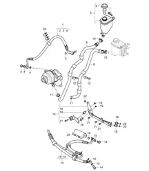 Dirección asistida / Tuberías / Contenedor de aceite (PR:D5X,0AW) Cayenne 9PA1 (957) 3.6L 2007-10