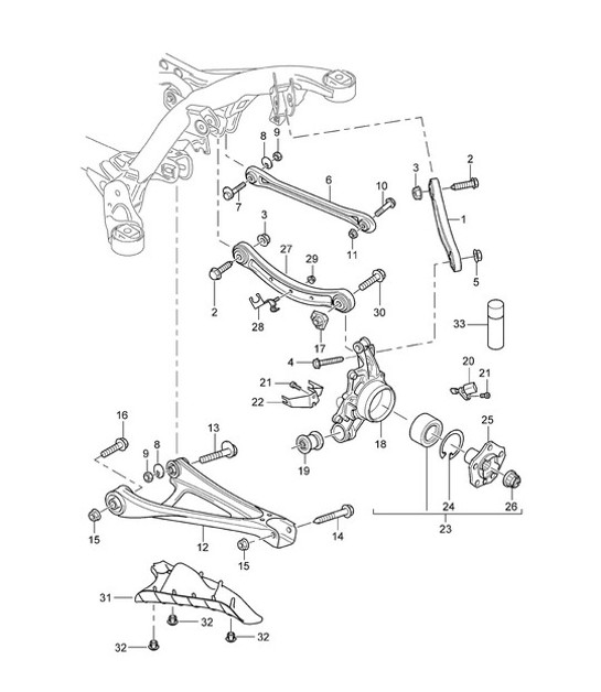 Diagram 501-000 Porsche 996 C2 3.4L 1997-08/01 Rear Axle