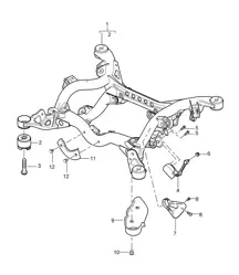 Asse posteriore / Telaio ausiliario sospensione / Controllo assetto fari / Sensore di livello / Protezione antisassi (PR:1BA,1BW, 8Q3,1BK,1BH) Cayenne 9PA1 (957) 2007-10