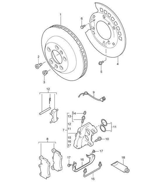 Diagram 603-000 Porsche Cayman 718 2.0L Manual (300Bhp) Ruote, freni