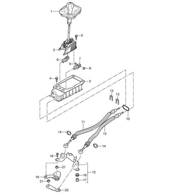 Diagram 701-000 Porsche 911 & 912 (1965-1989) Hand Lever System, Pedal Cluster 