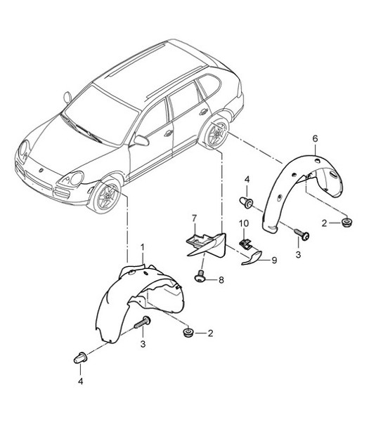 Diagram 801-075 Porsche Cayenne 9PA1 (957) 2007-2010 Body