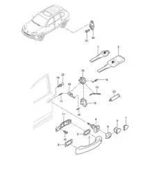 Door handle / Door lock - FRONT - Cayenne 9PA1 (957) 2007-10