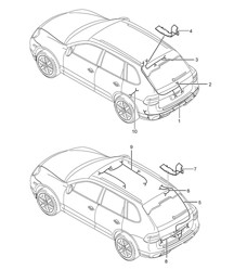 Wiring looms / Rear end / roof trim / anti-locking brake syst. -abs- / brake pad wear display / Rear axle Cayenne 9PA1 (957) 2007-10