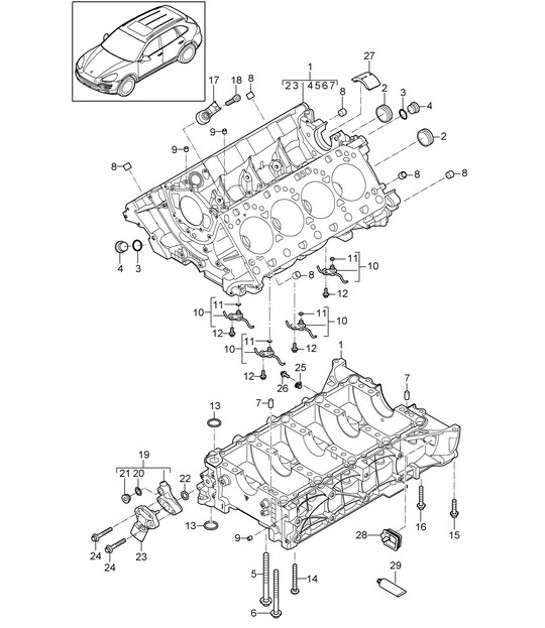 Diagram 101-040 Porsche Cayenne 3.0L Diesel 2007>> Motore