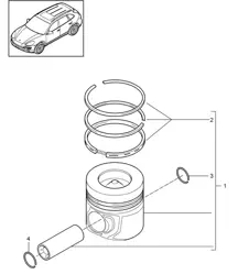 Piston / Piston rings (Model: 059E,CRCA, CRCB,CNRB, CVVA,CVVB, CVVC) Cayenne 952A (958) 3.0L DIESEL 2011-18