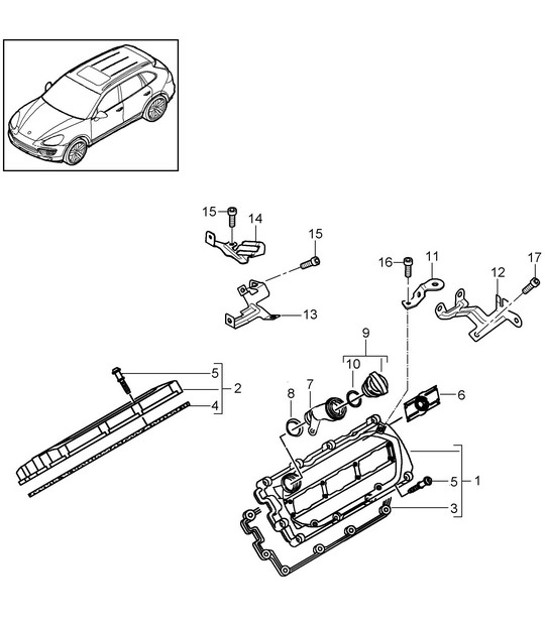 Diagram 103-030 Porsche 卡宴 E-Hybrid Coupe V6 3.0L 470Hp 