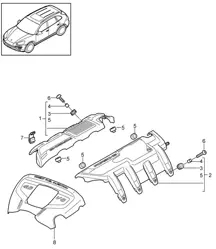 发动机盖 (型号: 4802,4852, CFTB,CFT, CYXA,CYX) Cayenne 92A (958) 4.8L 2011-18