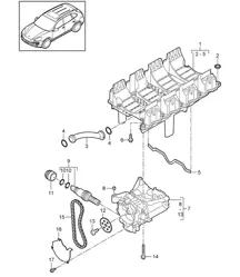 Circuito de retorno de aceite / Bomba de aceite (Modelo: 4802,4852, CFTB,CFT, CYXA,CYX) Cayenne 92A (958) 4.8L 2011-18