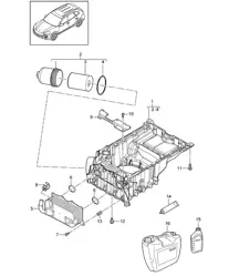 Oil-conducting housing / Oil filter / Heat exchanger (Model: CURA,CUR, CXZA,CXZ) Cayenne 92A (958) 3.6L 2011-18