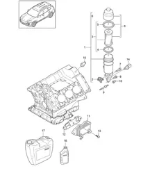 Ooil filter / Console / Oil cooler (Model: 06EC,CGEA, CGE,CGFA,CJT) Cayenne 92A (958) 3.0L HYBRID 2011-18