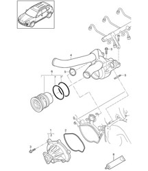 Coolant pump / Thermostat housing (Model: 4802,4852, CFTB,CFT, CYXA,CYX) Cayenne 92A (958) 4.8L 2011-18