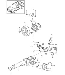 Kühlmittelpumpe / Thermostatgehäuse (Modell: 5502,CEYA) Cayenne 92A (958) 3.6L 2011-18