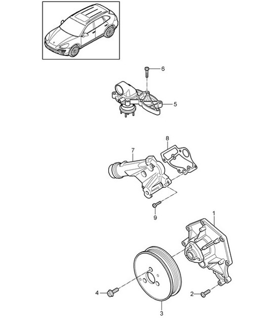 Diagram 105-015 Porsche Panamera 4S V6 Turbo 3.0L 4WD (420 CV) Motore