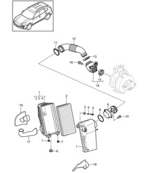 Luftfilter mit Anschlussteilen (PR:D50,D43, D1V,DV7,D51) Cayenne 92A (958) 3.0L DIESEL 2011-18