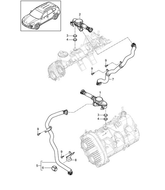 Diagram 107-007 Porsche 卡宴 Turbo E-Hybrid Coupe 配备 GT 套件 V8 4.0 739Hp 