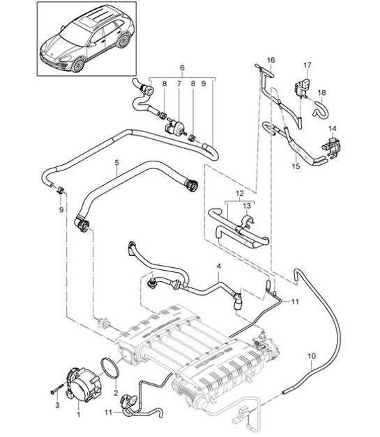 Diagram 107-010 Porsche 卡宴 S 4.5L V8 2003 年>> 引擎