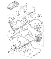 Fuel collection pipe / Fuel line / high-pressure injector (Model: CUDB,CUDC) Cayenne 92A (958) 4.2L DIESEL 2011-18