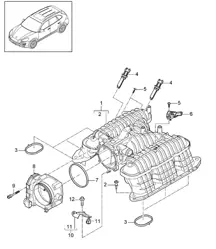 Distribuidor de aire de admisión / Adaptador de válvula de mariposa (Modelo: CURA,CUR, CXZA,CXZ) Cayenne 92A (958) 3.6L 2011-18