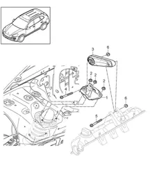 发动机起重滑车 - 上部 - （PR：D6V、D58、DU2、DU3、DT1、DT5）Cayenne 3.6l / 4.8L 2011-18