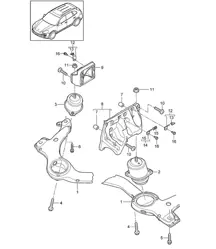 发动机起重滑车 - 下部 - （型号：4802、4852、CFTB、CFT、CYXA、CYX）Cayenne 92A (958) 4.8L 2011-18