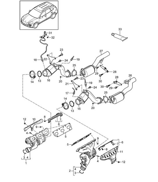 Diagram 202-007 Porsche 996 C2 3.6L 09/01-2005 Sistema di alimentazione, sistema di scarico