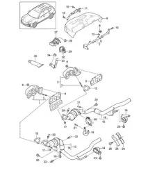 排气系统 / 排气歧管 / 催化转换器 (PR-0GG,7GB, 7GH,7MG,7MJ+ G1G+D34) Cayenne 92A (958) 3.6L 2011-18