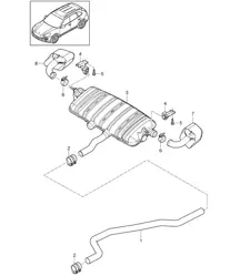 Sistema de escape / Tubo de escape / Silenciador trasero / Tubo de escape (PR:D50,D43, D1V,0P0,0P3) Cayenne 92A (958) 3.0L DIESEL D >>2014
