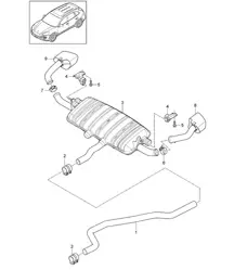Exhaust system / Exhaust pipe / Rear silencer / Tailpipe (PR:D43,0P0, 0P3,0P6) Cayenne 92A (958) 3.0L DIESEL 2015>>