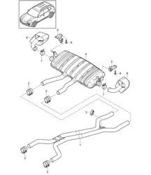 Sistema de escape / Silenciador delantero / Silenciador trasero / Tubo de escape (PR:DD8,0P0, 0P3,0P6) Cayenne 92A (958) 4.2L DIESEL 2011-18