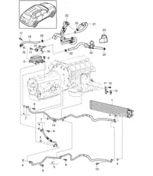 Tiptronic / Enfriador de aceite de engranajes / Sistema de enfriamiento de refrigerante / Tubería de aceite (PR:D6V,D58, DT1,DT5,G1G) Cayenne 92A (958) 4.8L 2011-18
