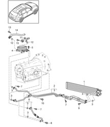 Tiptronic / Refroidisseur d'huile de transmission / Radiateur / Tuyau d'huile (PR:D19,G1G) Cayenne 92A (958) 3.0L HYBRID 2011-18 Tiptronic / Refroidisseur d'huile de transmission / Radiateur / Tuyau d'huile (PR:D19,G1G) Cayenne 92A (958) 3.0L HYBRID 2011-18