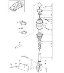Luftfeder / Stoßdämpferbein (PR:1BK) Cayenne 92A (958) 2015>>
