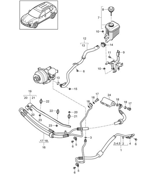 Diagram 402-030 Porsche Cayenne 3.2L V6 2003>> Vorderachse, Lenkung 