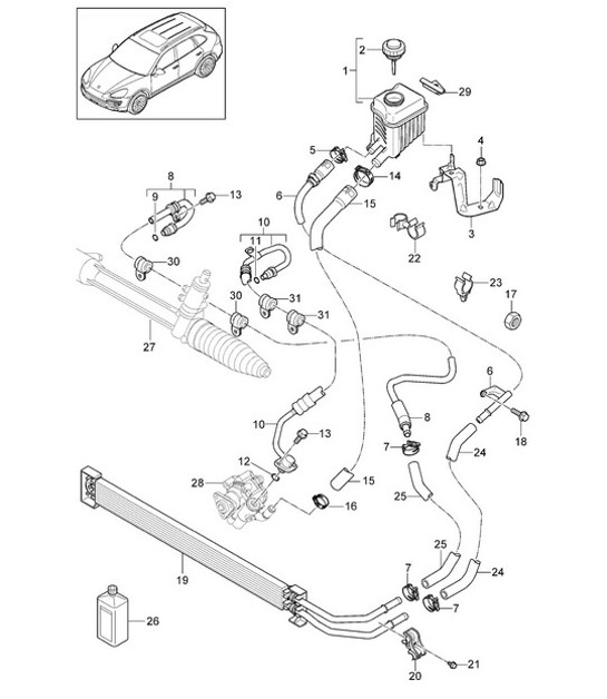 Diagram 403-010 Porsche Cayman 987C/981C (2005-2016) Eje delantero, dirección 