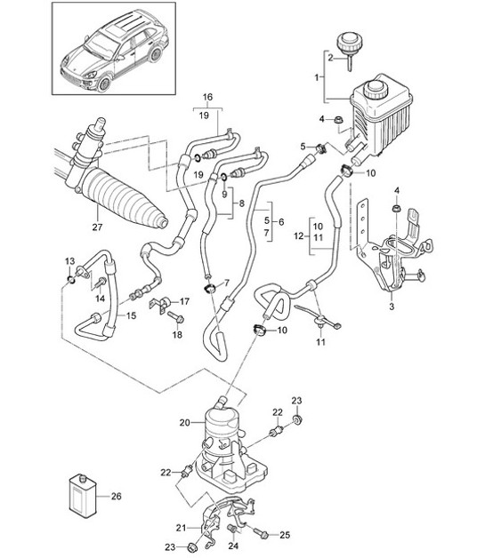 Diagram 403-019 Porsche 911 & 912 (1965-1989) Front Axle, Steering 