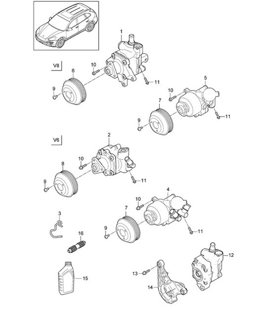 Diagram 403-020 Porsche Cayenne V6 3.0L Gasolina 340 CV 